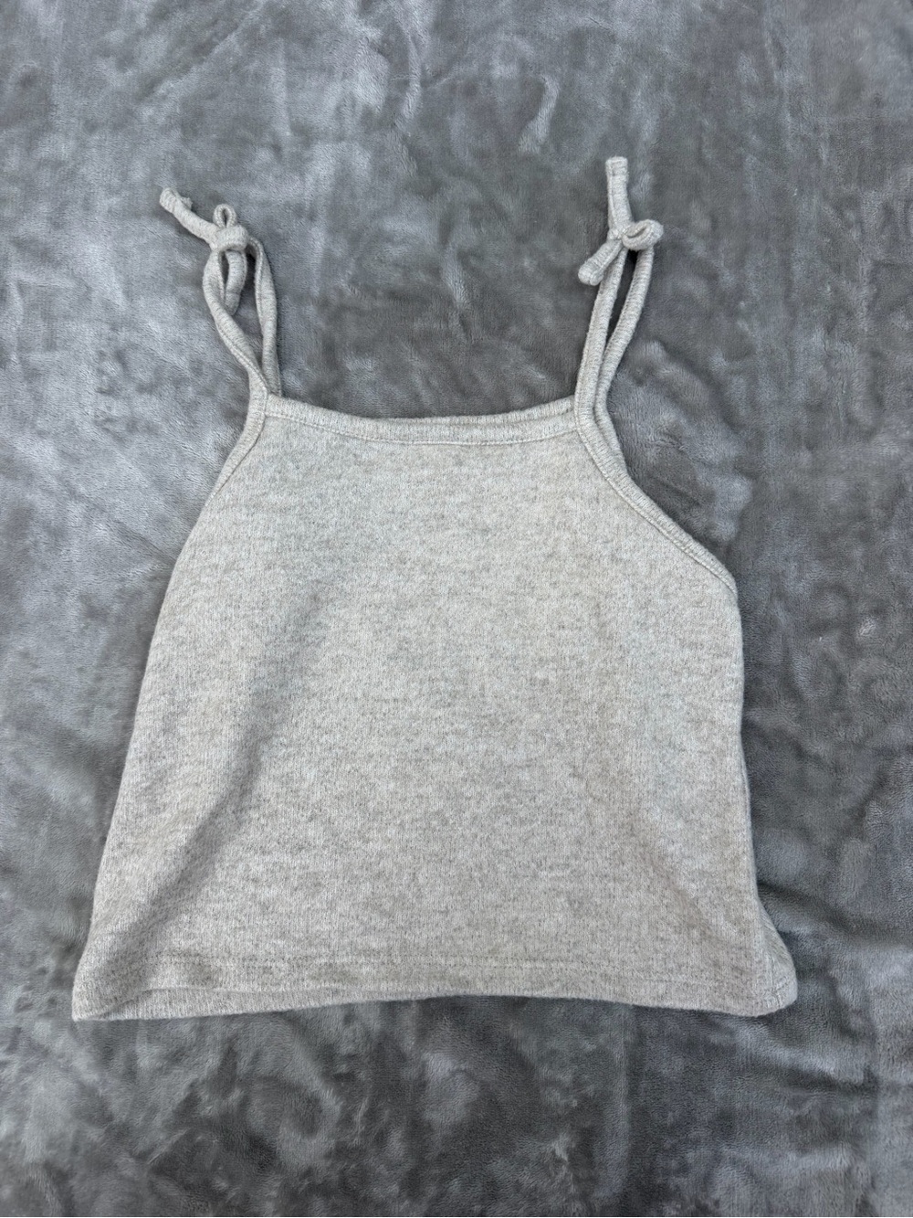 Zara Light Grey Knit Tie-Shoulder Camisole